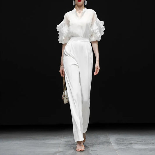 レディース ゆったり ブラウス+パンツ エレガント