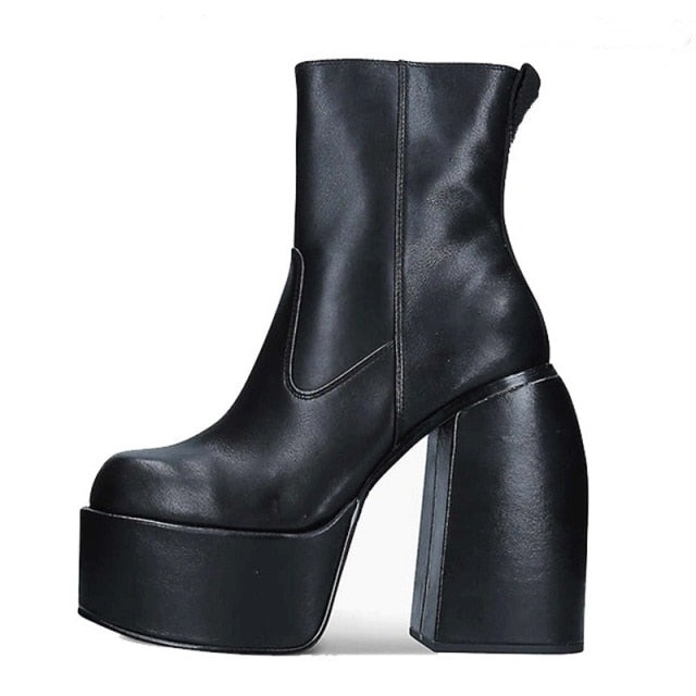 Thick High Heels Platform Woman Dress Party Long Boots