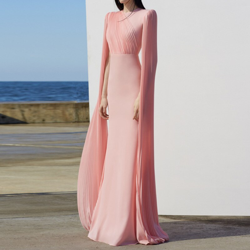 Women Pleated Long Temperament Dress
