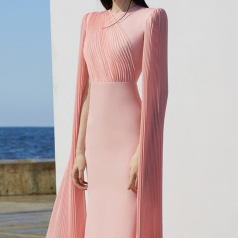 Women Pleated Long Temperament Dress