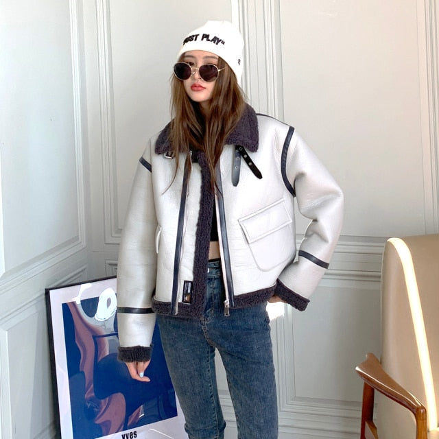 厚手スタンドモーターサイクルボンバーショートジャケット