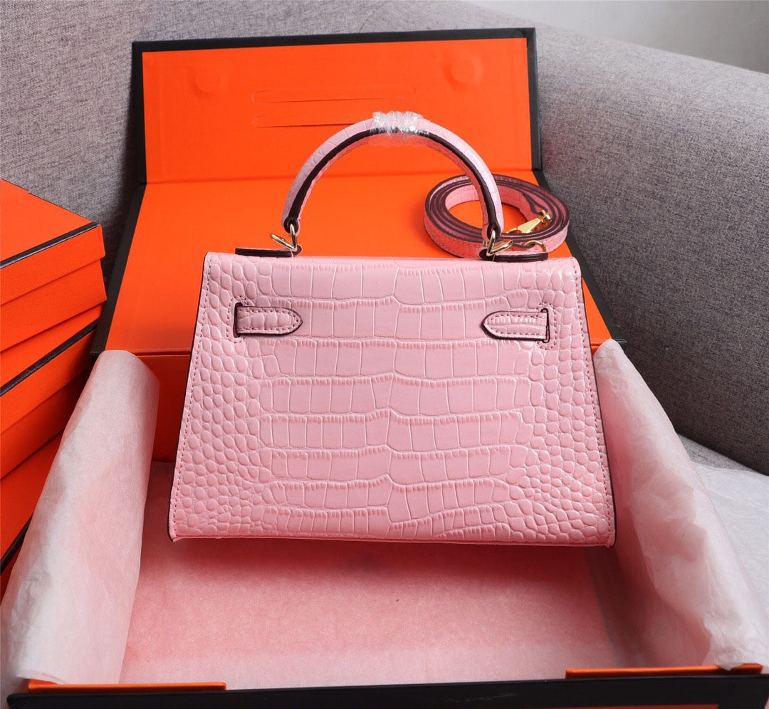 One Shoulder crocodile leather platinum bag