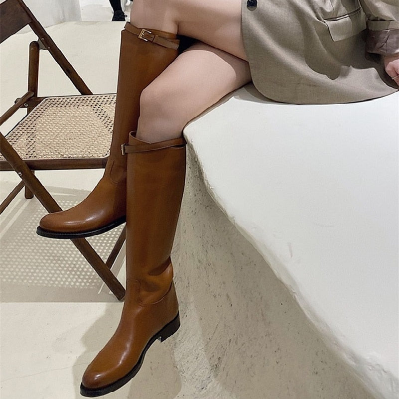 Women Genuine Leather Riding Boots