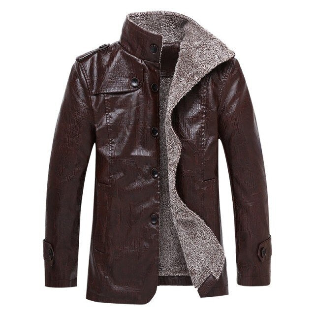 Men Slim Fit  Stand Collar  Coat