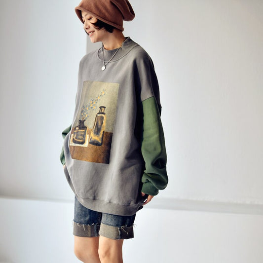 プリント ゆったり ハイカラー ふわふわ フリース 女性