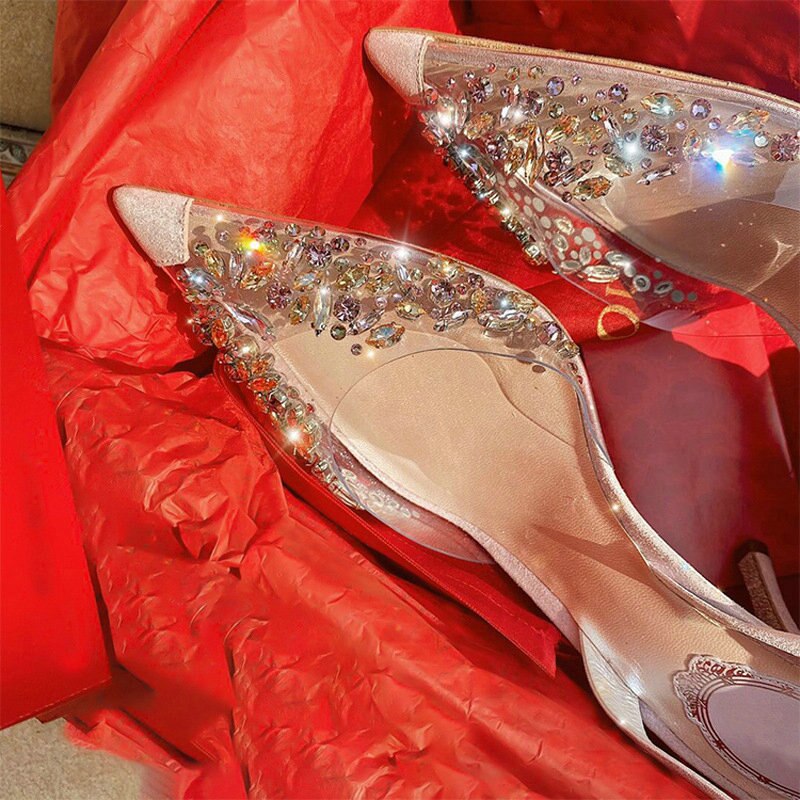 Transparent Sandals Rhinestone Wedding Shoes