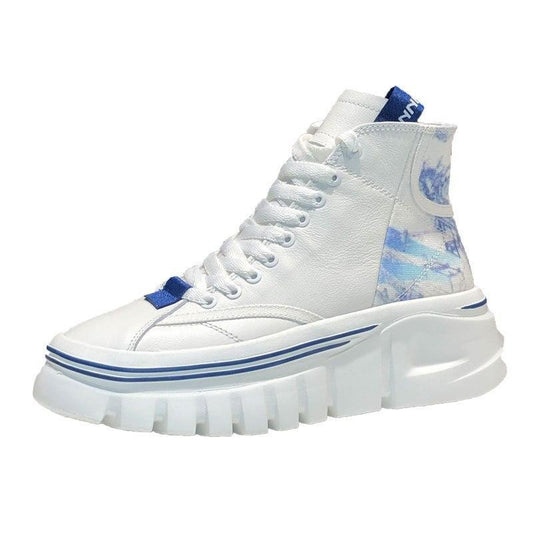 Genuine Leather High-Top Platform Women's Sneakers
