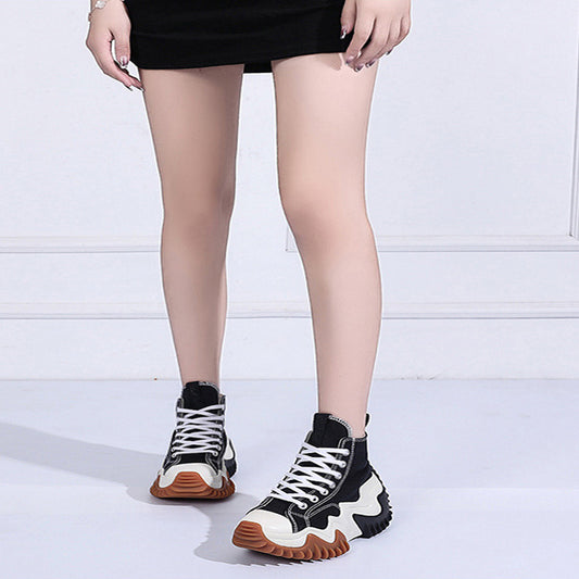 Ladies Platform High Top Canvas Shoes