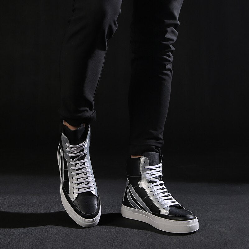 メンズ 厚底 身長アップ レースアップ 牛革 アクティブシューズ