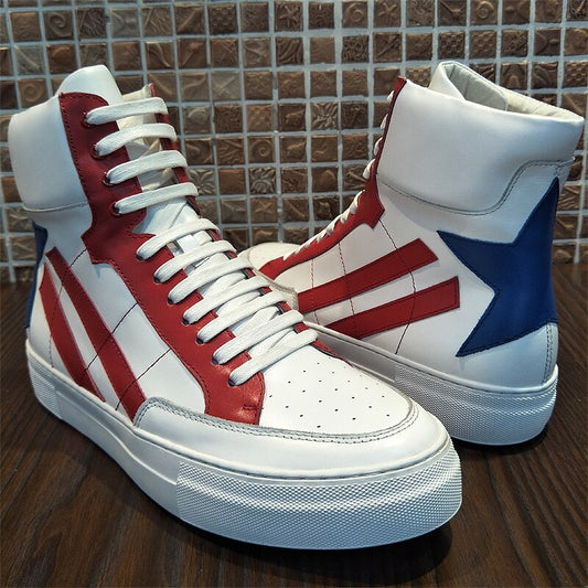 メンズ 厚底 身長アップ レースアップ 牛革 アクティブシューズ