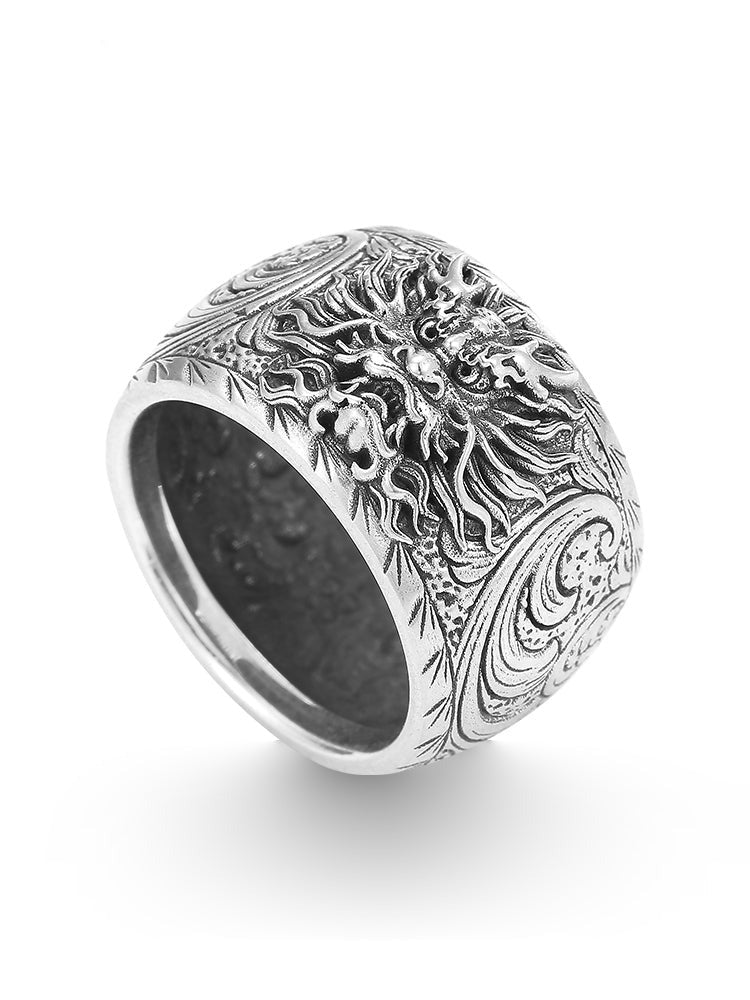 Dominatrix Dragon Head Ring Men 925 Silver Zodiac