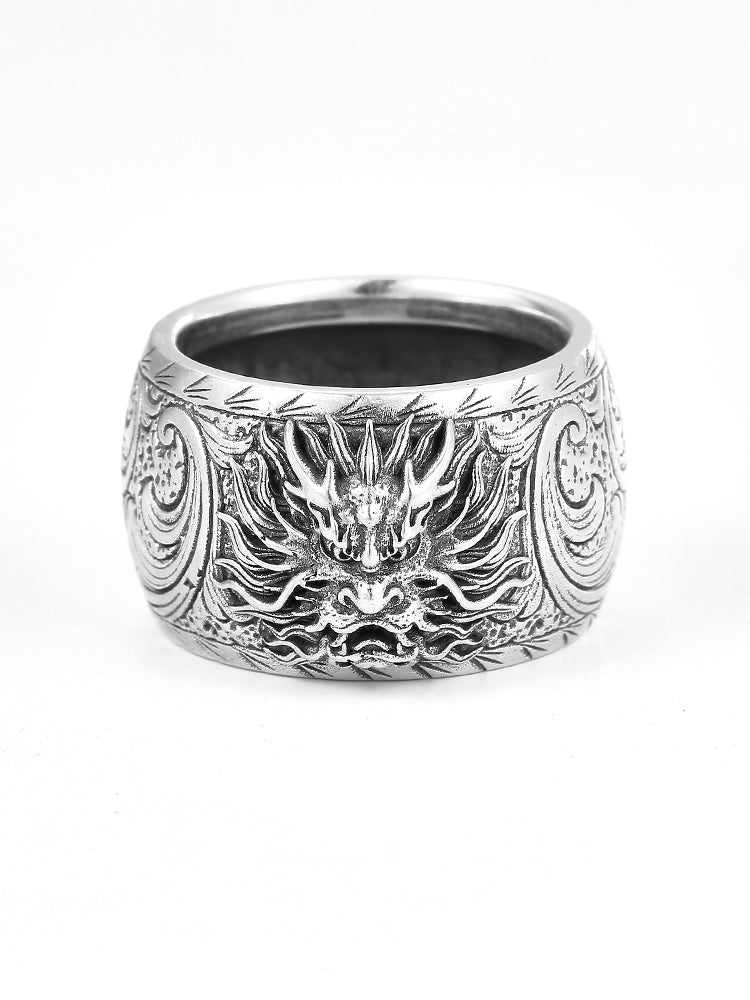 Dominatrix Dragon Head Ring Men 925 Silver Zodiac