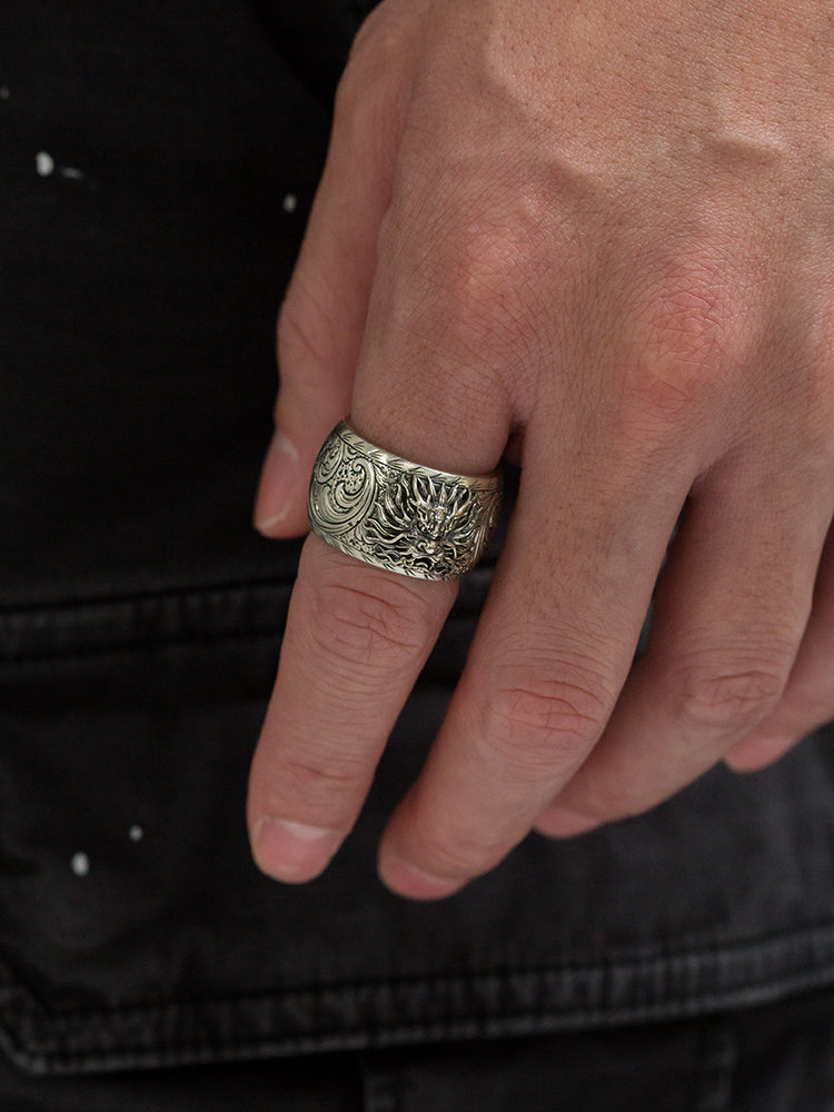 Dominatrix Dragon Head Ring Men 925 Silver Zodiac