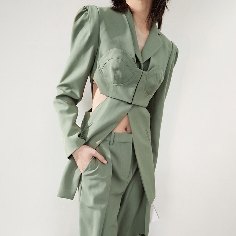 Sexy Hollow out Women Patchwork Blazers Tops