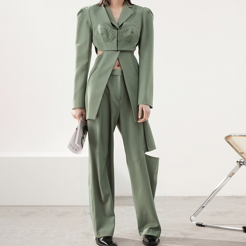 Sexy Hollow out Women Patchwork Blazers Tops