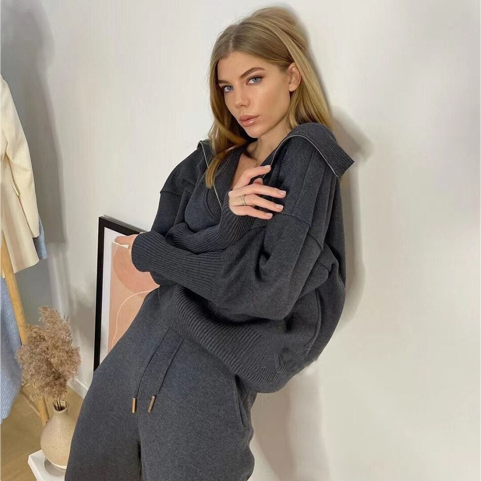 Pullover+High Waist Pants Casual Set