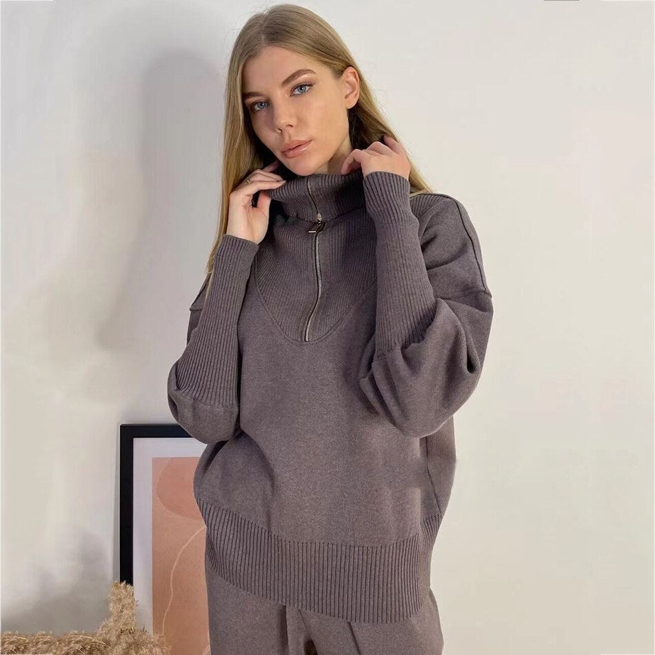 Pullover+High Waist Pants Casual Set