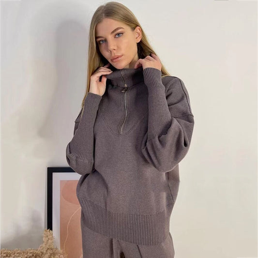 Pullover+High Waist Pants Casual Set