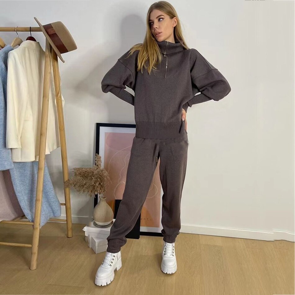 Pullover+High Waist Pants Casual Set