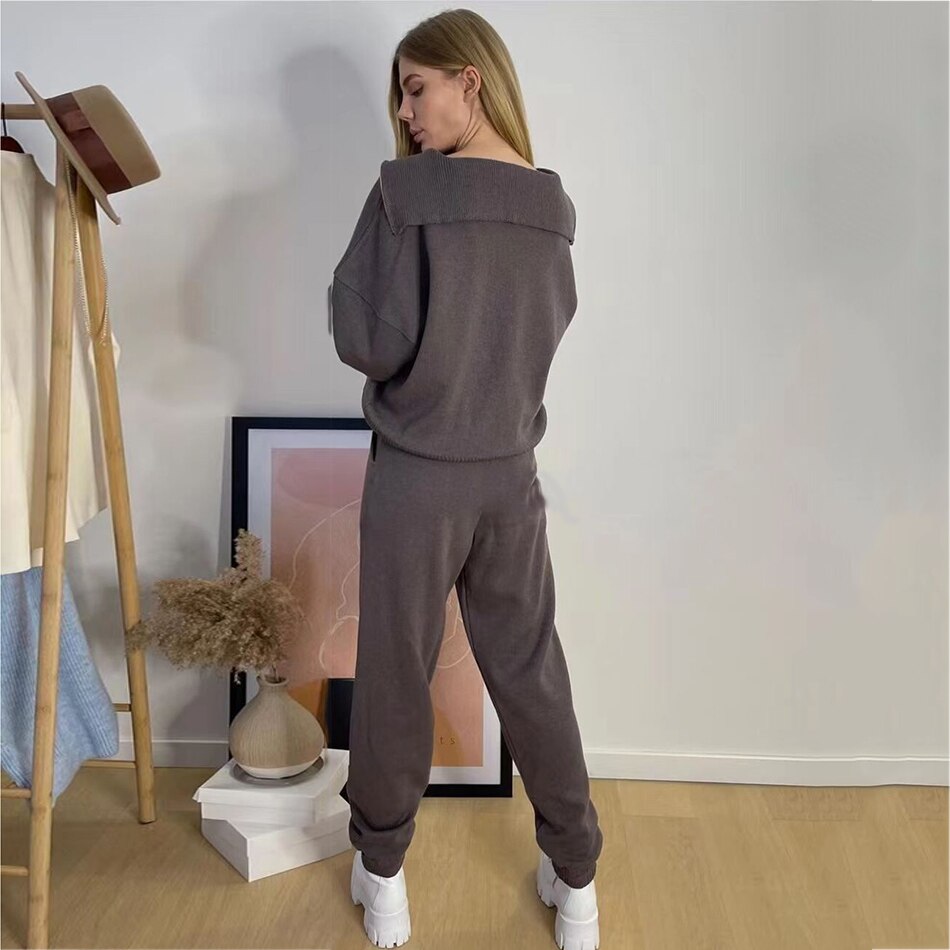 Pullover+High Waist Pants Casual Set