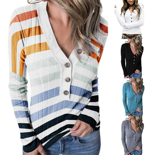 V-Neck Solid Color Slim Fit Ladies Sweater