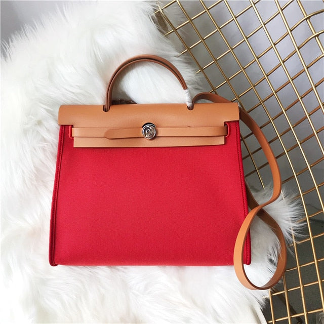 新しいファッションレザーとキャンバスのレディースバッグ