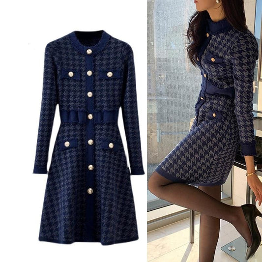 Women Winter Autumn Knitted Dress Knitwear Casual Mini