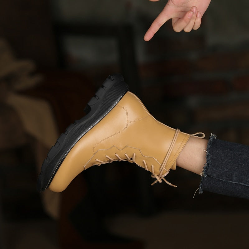 女性用本革快適ウール冬ブーツ