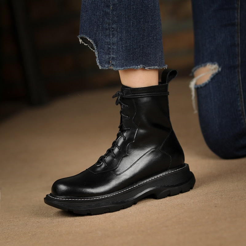 女性用本革快適ウール冬ブーツ