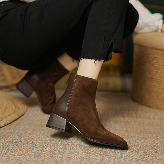 Women Ankle Boots Real Leather High Heels