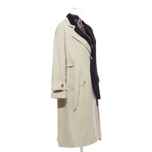 Women Khaki Asymmetrical Trench
