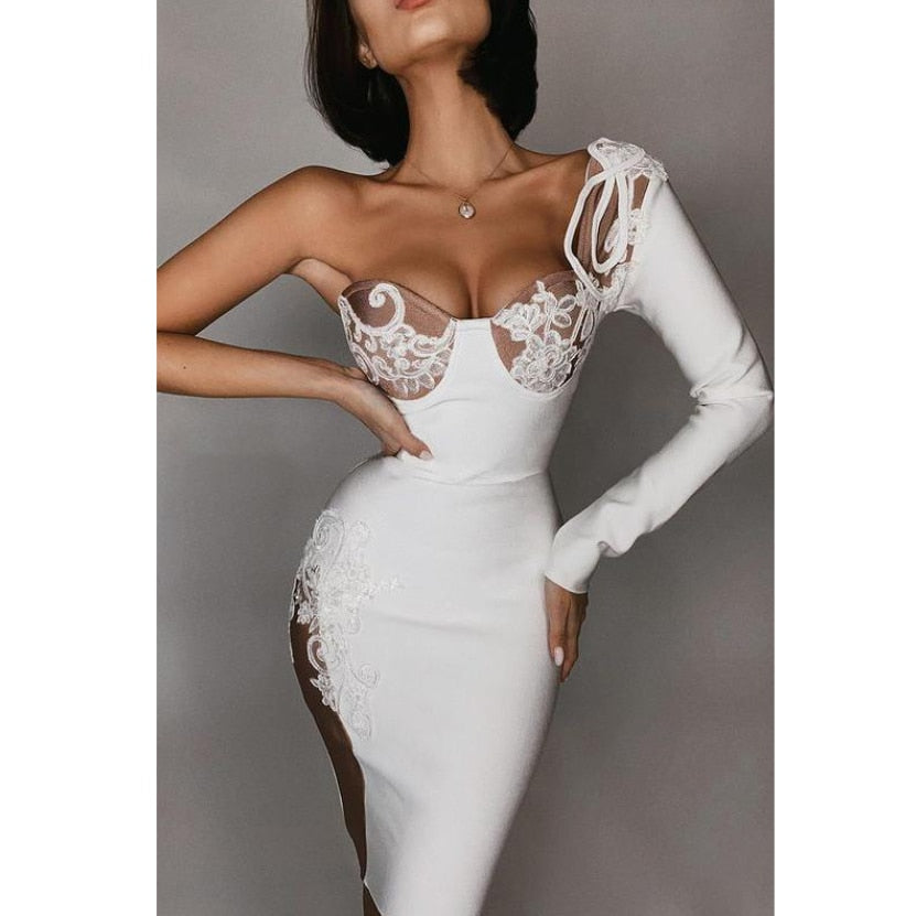 ワンショルダー レーヨン バンデージドレス パーティー ボディコンドレス ベスティドス