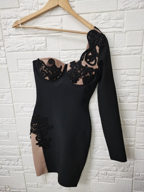 ワンショルダー レーヨン バンデージドレス パーティー ボディコンドレス ベスティドス