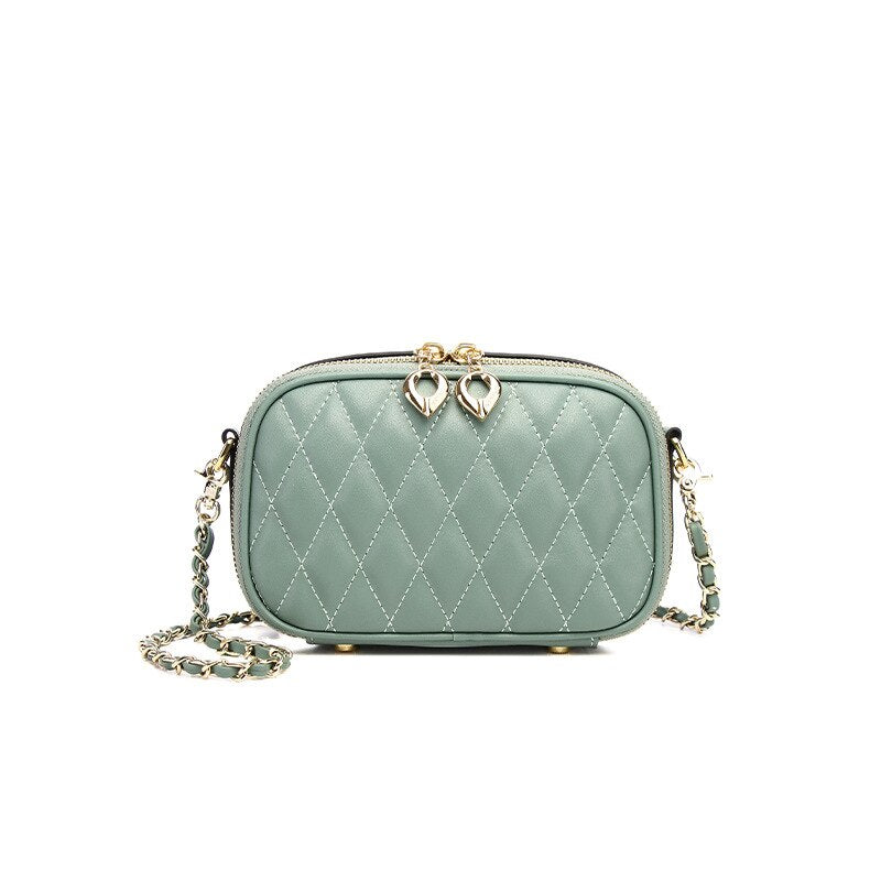 レディース チェーン チェック柄 カメラ ショルダーバッグ