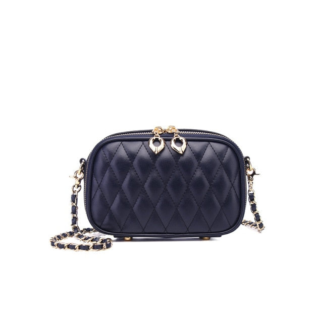 レディース チェーン チェック柄 カメラ ショルダーバッグ