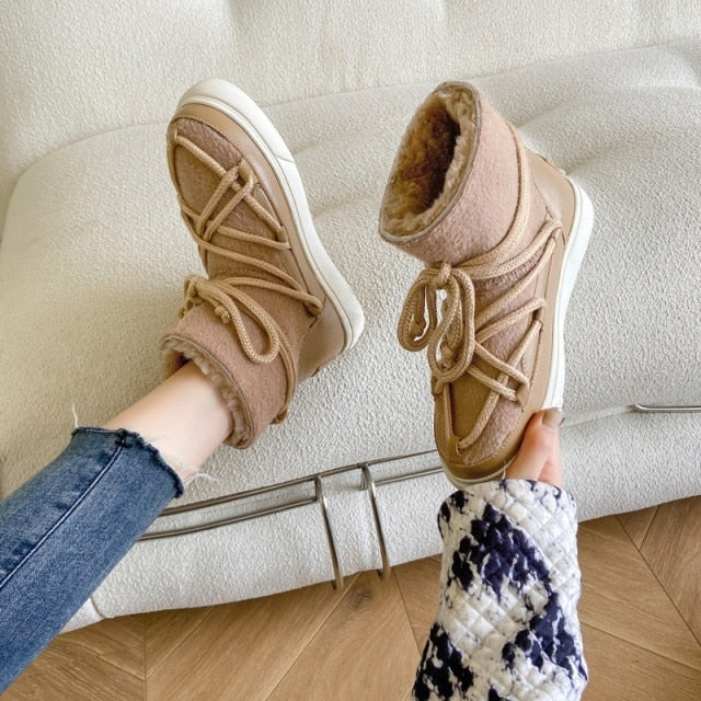 ラウンドトゥ スリッポン クロスタイ ファッション ブーティ レディース ボート