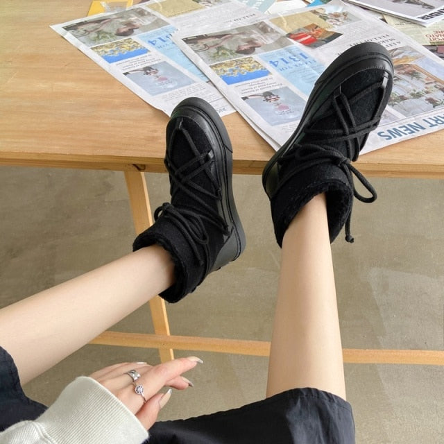 ラウンドトゥ スリッポン クロスタイ ファッション ブーティ レディース ボート