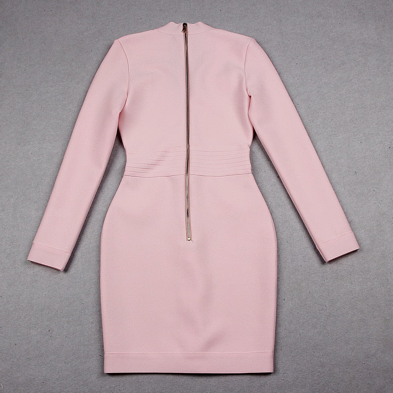 Sexy Deep V-neck Gold Buttons Bandage Elegant Party Dress