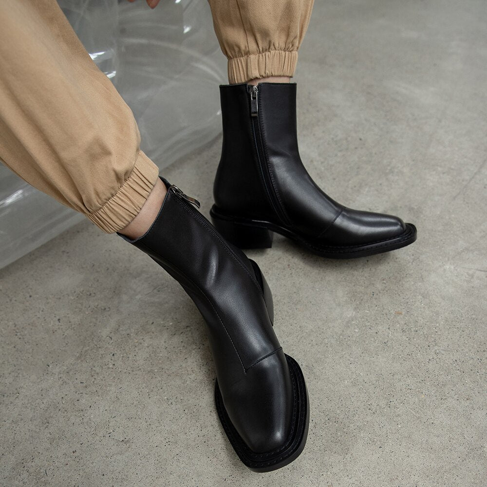 genuine leather chelsea boots women