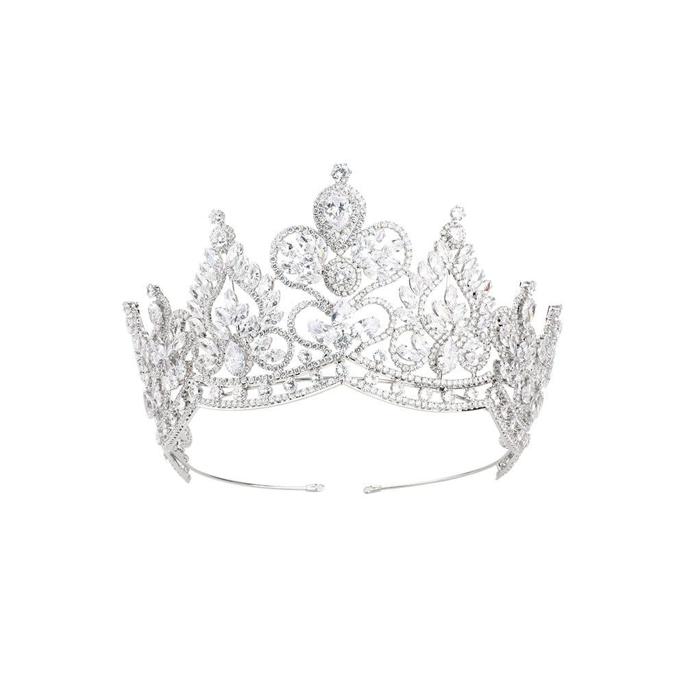 Wedding Tiara Luxury Bridal Headdress Full Zircon Lengthen Crown