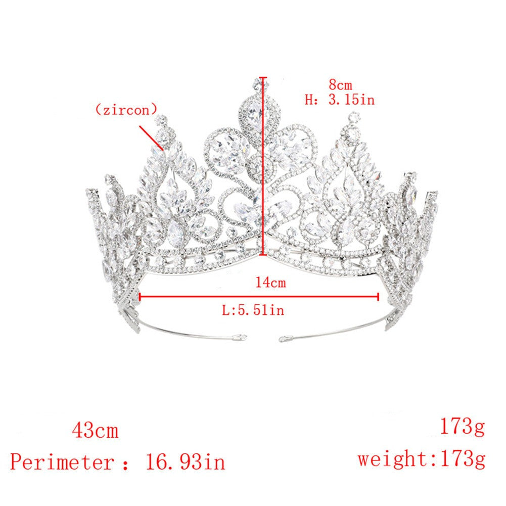 Wedding Tiara Luxury Bridal Headdress Full Zircon Lengthen Crown