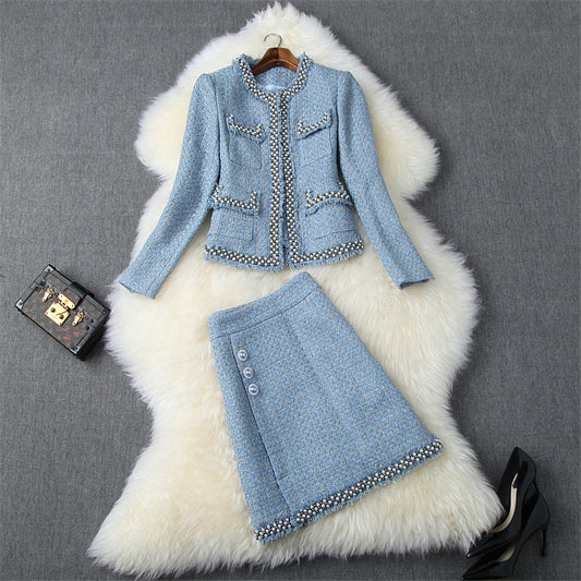 Woolen Jacket and Skirt 2 Piece Set Outfit