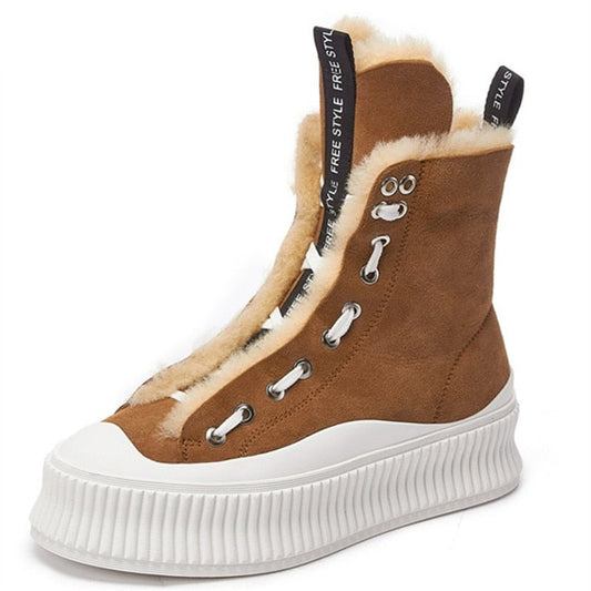 レディース ラウンドトゥ 暖かい 厚手ファー 冬用 アンクルブーツ