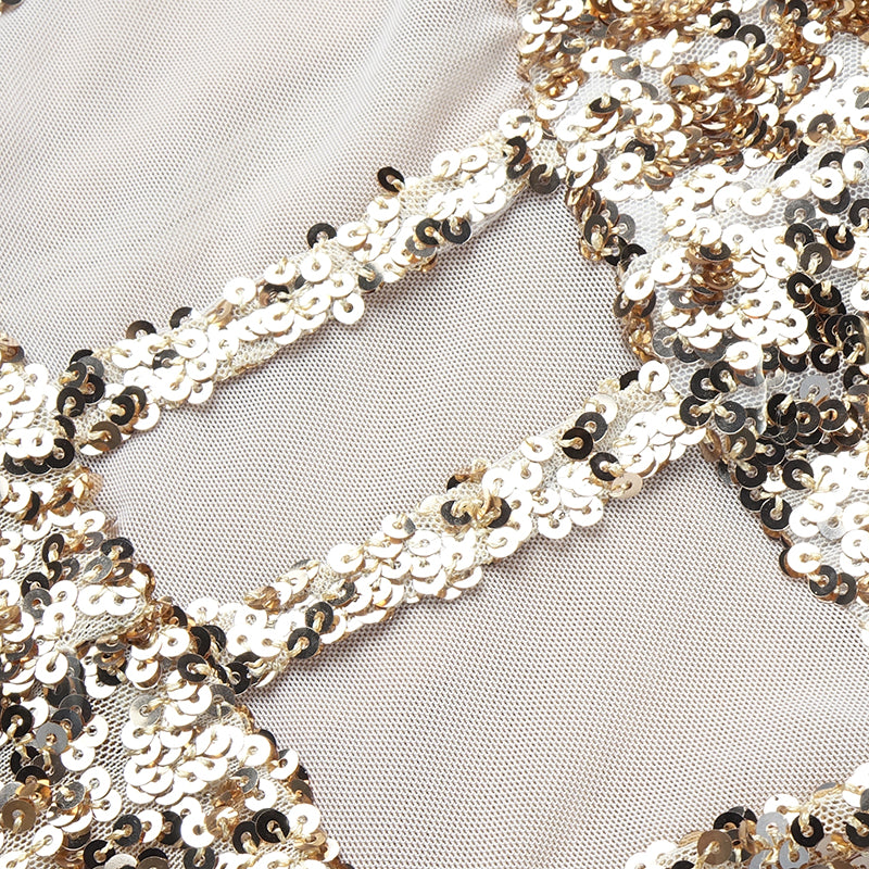 Glod Sparkly Off The Shoulder Bodycon Dress Night Club