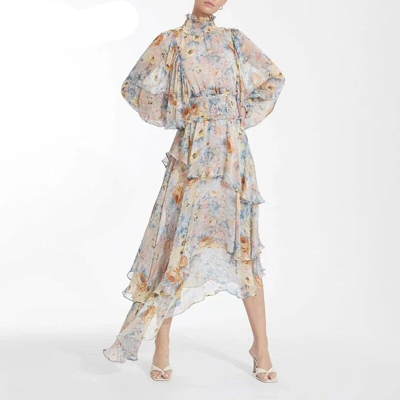 プルオーバープリント ヴィンテージドレス レディース ミッドドレス