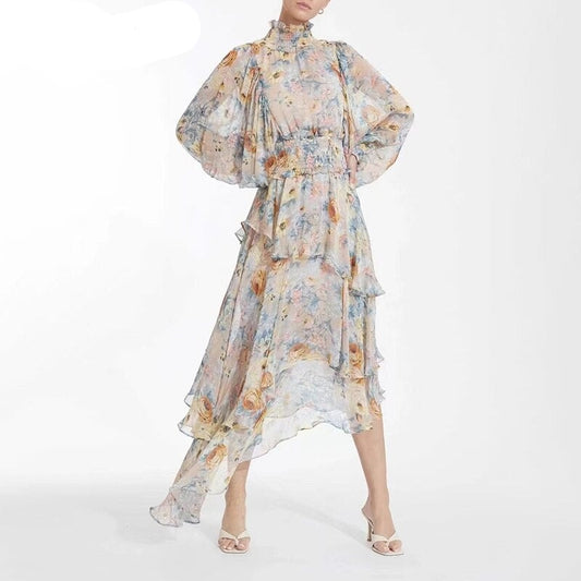 プルオーバープリント ヴィンテージドレス レディース ミッドドレス