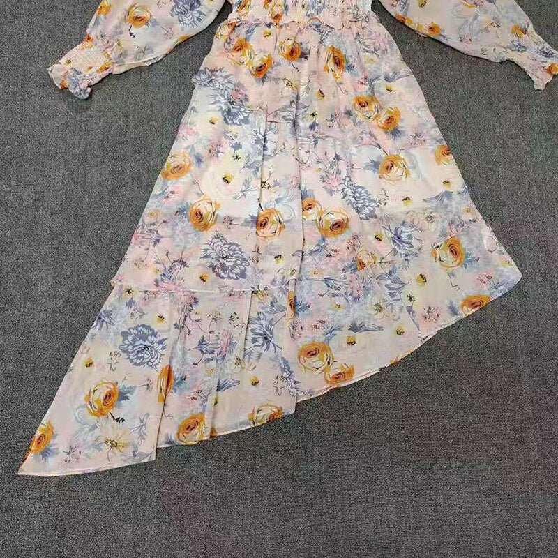 プルオーバープリント ヴィンテージドレス レディース ミッドドレス