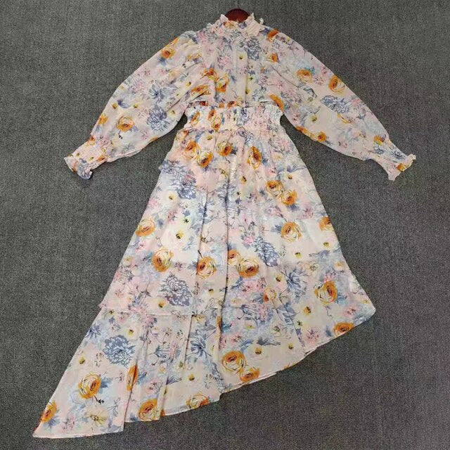 プルオーバープリント ヴィンテージドレス レディース ミッドドレス