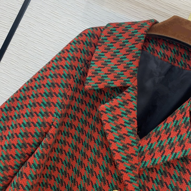 plaid loose wool Women's coat