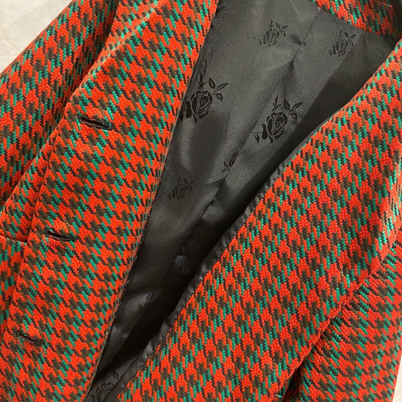 plaid loose wool Women's coat